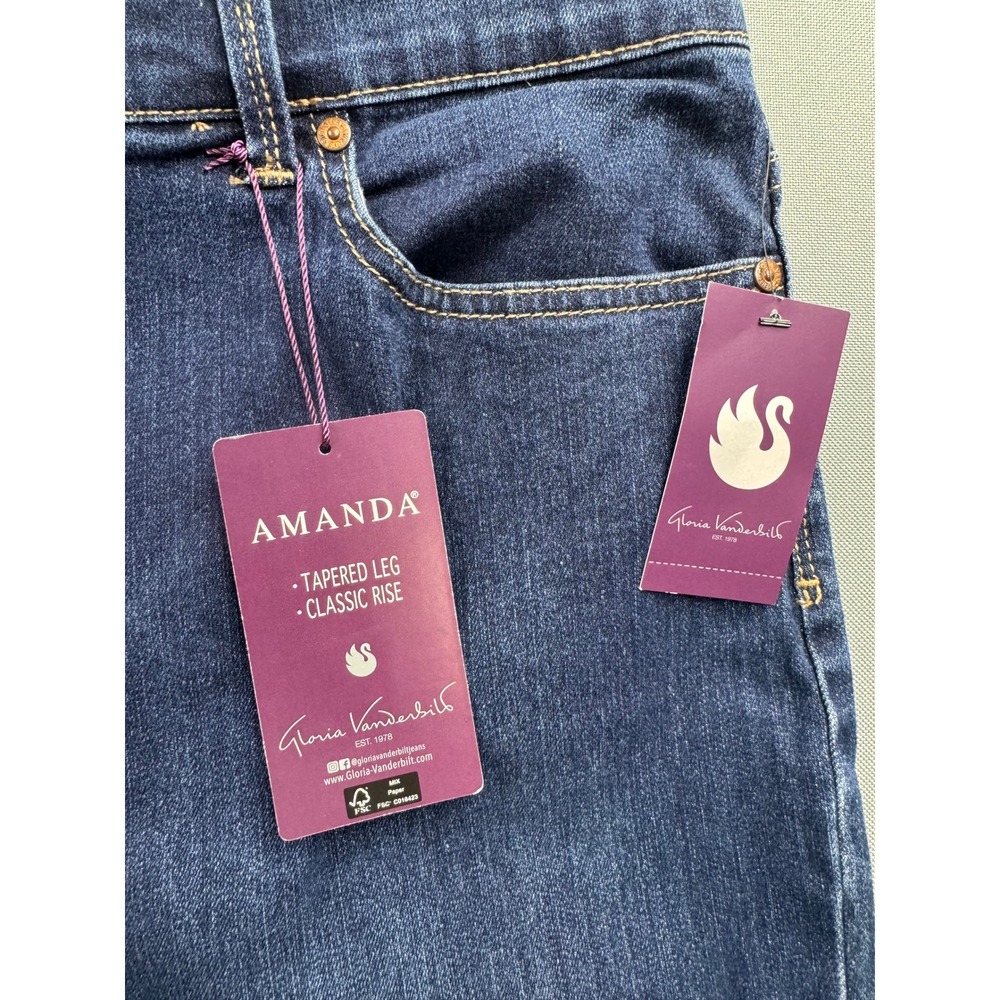 Gloria Vanderbilt Amanda Tapered‎ Leg Classic Rise Dark Wash Jeans Womens 16 NEW - Picture 5 of 13